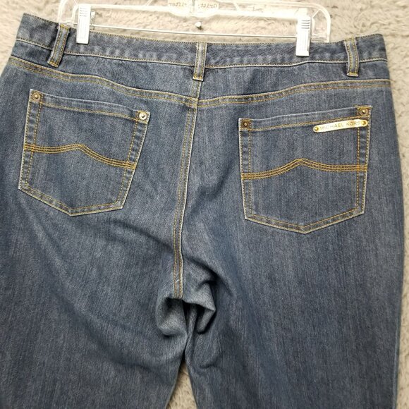 Michael Kors Jeans Womens 14 Blue Stretch Dark Wash Mid Rise Bootcut - Picture 9 of 16